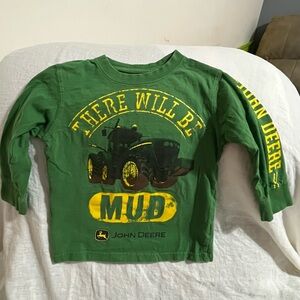 John Deere Green Long Sleeve Kids Tee with Tractor Design Vintage 4/2013